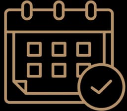 Booking availability calendar icon with confirmation tick