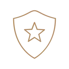 Gold shield with star icon representing quality assurance